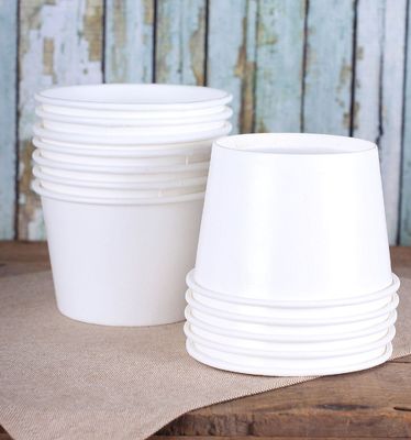 Takeout Disposable White Food Grade Noodle Paper Bowl PE Berjajar Cetak Offset 16oz Mangkuk Sekali Pakai Putih
