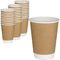 Restaurant Take Away 500ml Cangkir Air Kertas Sekali Pakai Kraft Brown Double Wall Insulated To Go Coffee Cups