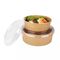 PE Berjajar Sekali Pakai 850ml Kraft Paper Salad Bowl Kompos Untuk Pergi Wadah Makanan Kemasan Salad Wadah Makanan Panas