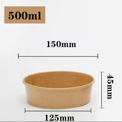 500ml 750ml 1000ml 1300ml 1500ml Mangkuk Kertas Kraft Sekali Pakai