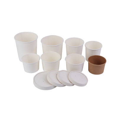 Food Grade Produsen Piala Sup Kertas Sekali Pakai 8-32oz Dengan Tutup Kertas