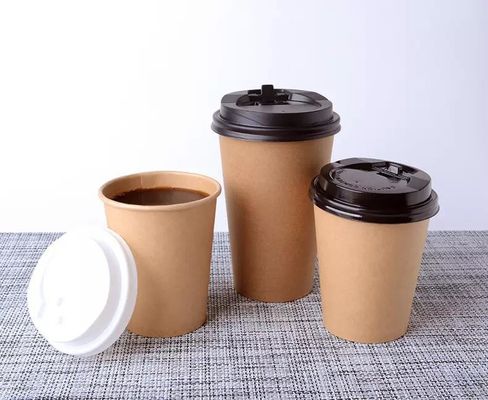 Minuman Panas Dingin Pelapis Dinding Tunggal Mengambil 8oz Gelas Kertas Kraft Biodegradable