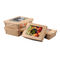 Rectangle Food Grade 29oz Mangkuk Kertas Sekali Pakai Mengambil Kemasan Kotak Salad Kertas Untuk Restoran