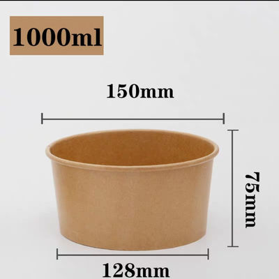 500ml 750ml 1000ml 1300ml 1500ml Mangkuk Kertas Kraft Sekali Pakai