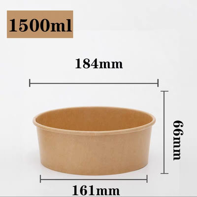 500ml 750ml 1000ml 1300ml 1500ml Mangkuk Kertas Kraft Sekali Pakai
