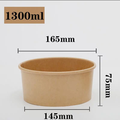 500ml 750ml 1000ml 1300ml 1500ml Mangkuk Kertas Kraft Sekali Pakai